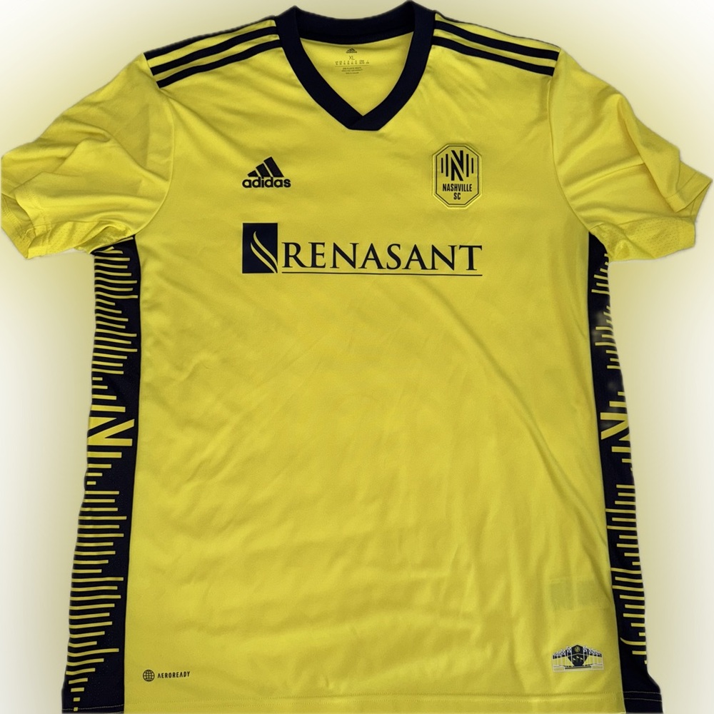 Adidas Nashville SC 22/23 Authentic Home Jersey Shock Yellow‎ Men's Size XL